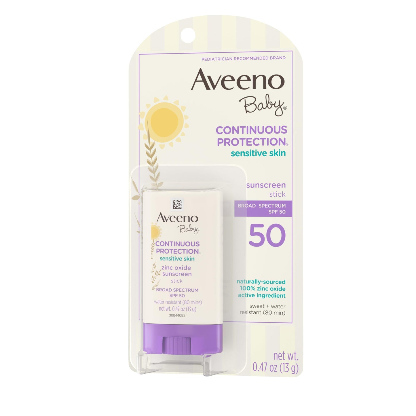 Aveeno Baby Continuous Protection Mineral Sunscreen Stick for Sensitive Skin with Broad Spectrum SPF 50 Protection for Face & Body Aveeno Baby