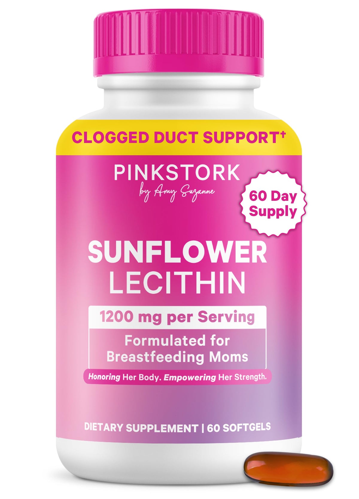 Pink Stork Sunflower Lecithin Supplement - 1200 mg for Clogged Milk Ducts - Breastfeeding Essentials for Postpartum Moms - Pink Stork