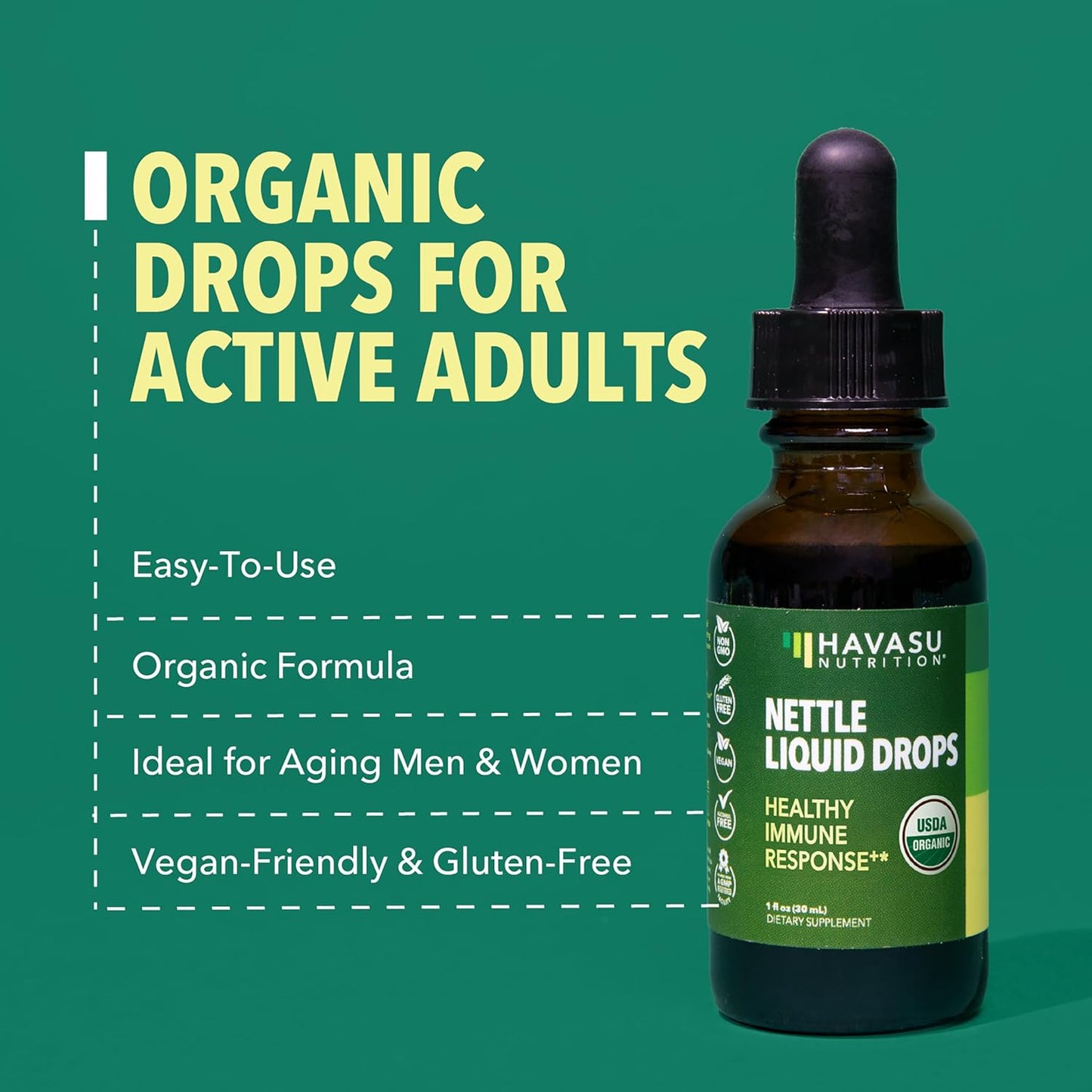 Organic Stinging Nettle Leaf Extract, Urinary Support, Unflavored, 1 Fl Oz | Stinging Nettle Tincture for Men and Women, USDA Certified, Vegan, Gluten Free, Non-GMO Herbal Tincture, 60 Servings Gsupps Australia