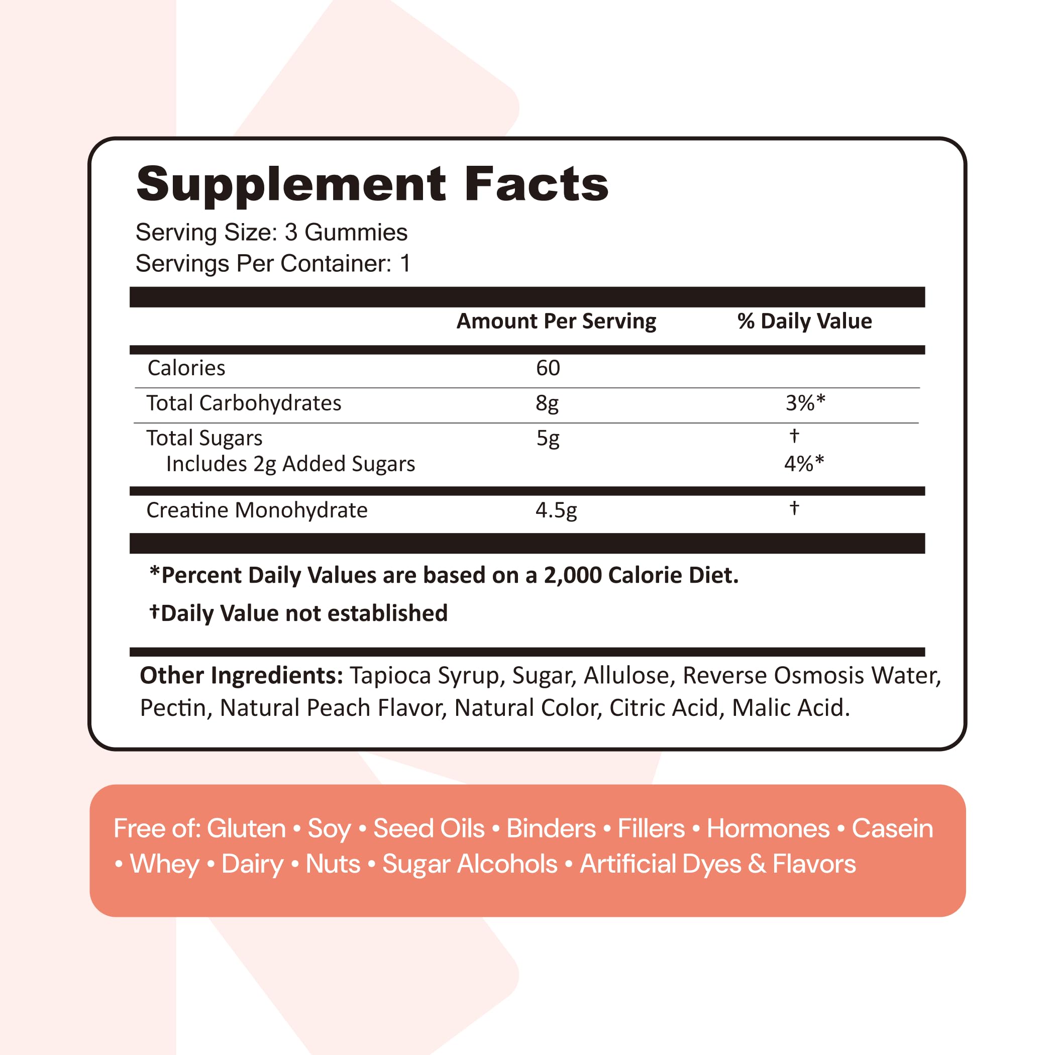 Create Creatine Monohydrate Gummies for Men & Women, Boost Focus, Strength, and Endurance, Anti-Melting Formula, Vegan, Gluten-Free, Non-GMO, 1.5g of Creatine per Gummy (Sour Peach) Create buy supplements Au