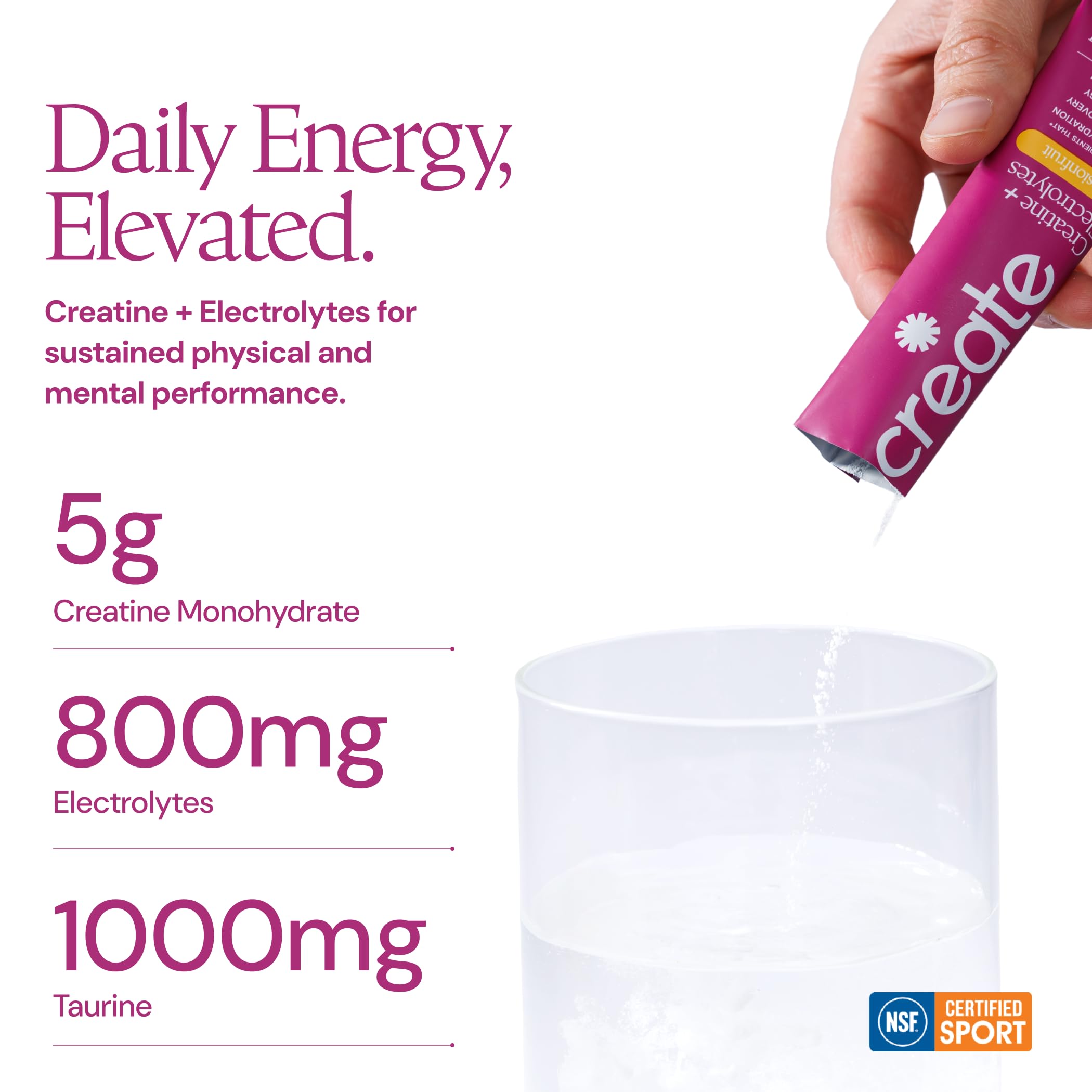 Create Creatine + Electrolytes Mix - Creatine Monohydrate Stick Packs, Supports Energy and Hydration, NSF Certified for Sport, 30 Count, Variety Pack Create buy australia supplements