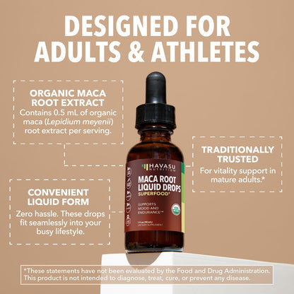 Organic Maca Root Liquid, Unflavored, 1fl oz, Supports Hormone Balance | Organic Maca Root Liquid Drops, Mood, Energy in Women & Men, Lepidium Meyenii to Support Performance & Vitality, Non-GMO Gsupps Australia