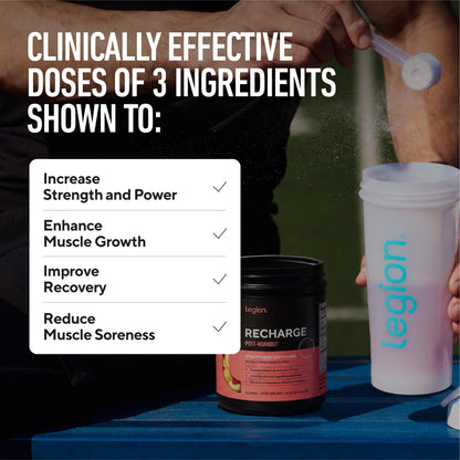 LEGION Recharge Post Workout Drink - Micronized Creatine Monohydrate Natural Post Workout Recovery Drink - Muscle Builder & Recovery Booster Post Workout Supplements (Strawberry Lemonade, 30 Servings)