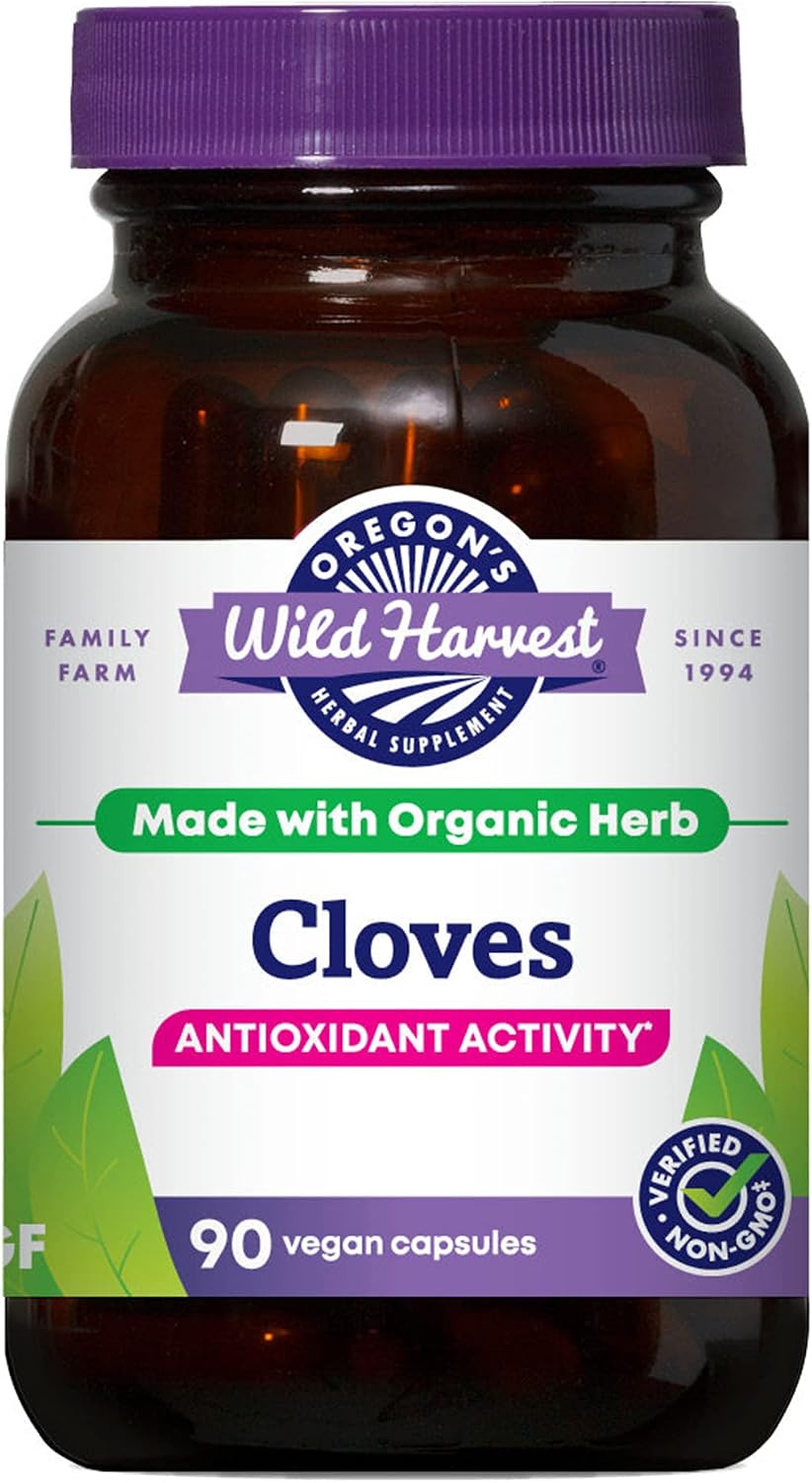Oregon's Wild Harvest Cloves Organic Traditional Herbal Supplement Non-GMO pullulan (Plant sourced) Vegan Capsules 90 Count Gsupps Australia