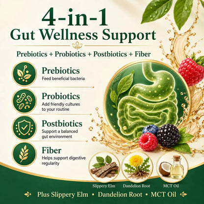 PRIMEHAVEN Probiotic Kombucha Gummies - Prebiotics, Probiotics, Postbiotics, Fiber Supplement, Slippery Elm, Dandelion Root, for Bloating, Gut Health PRIMEHAVEN