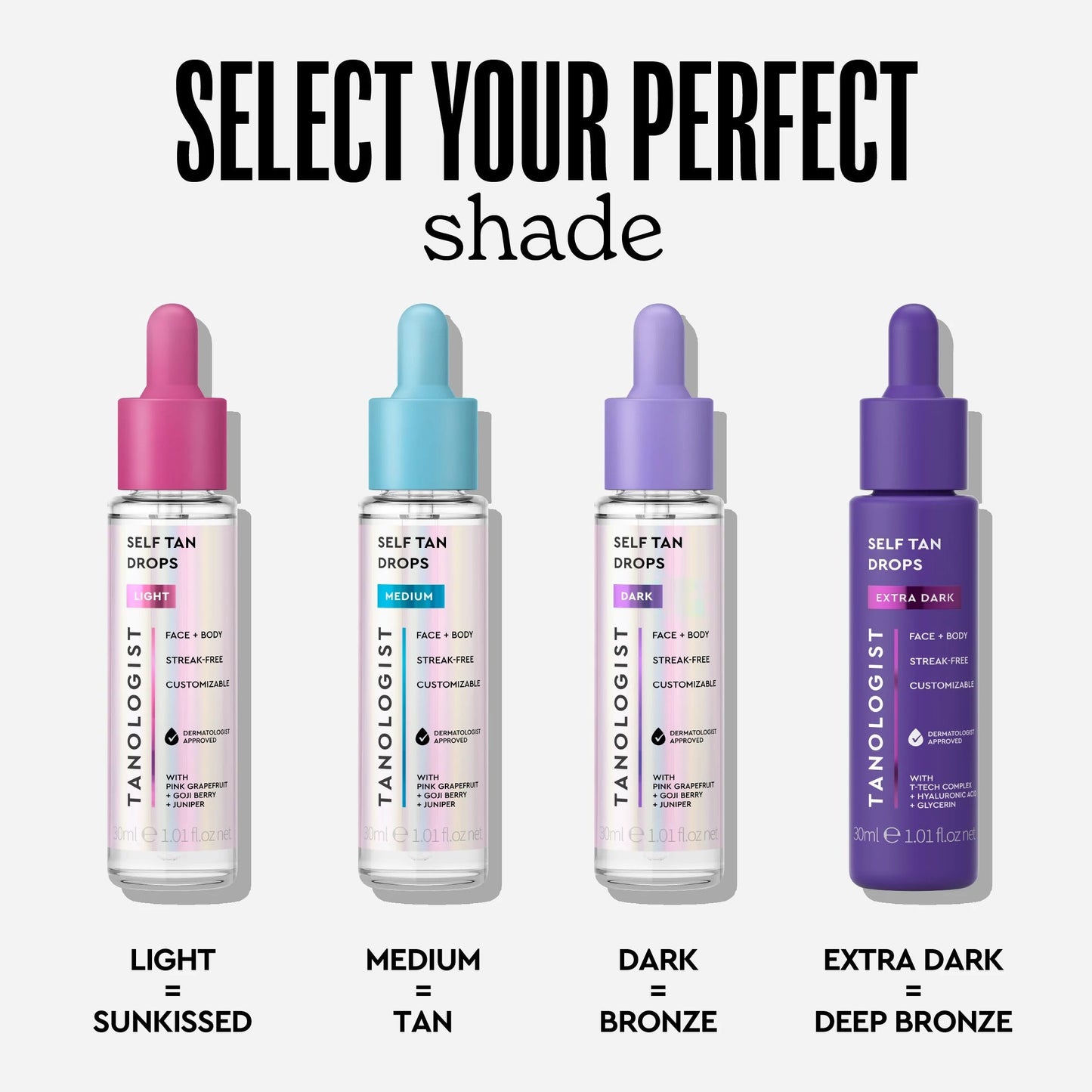 Tanologist Dark Self Tan Drops, Streak-Free Body & Face Tanning Drops, No Fake Tan Smell Tanologist