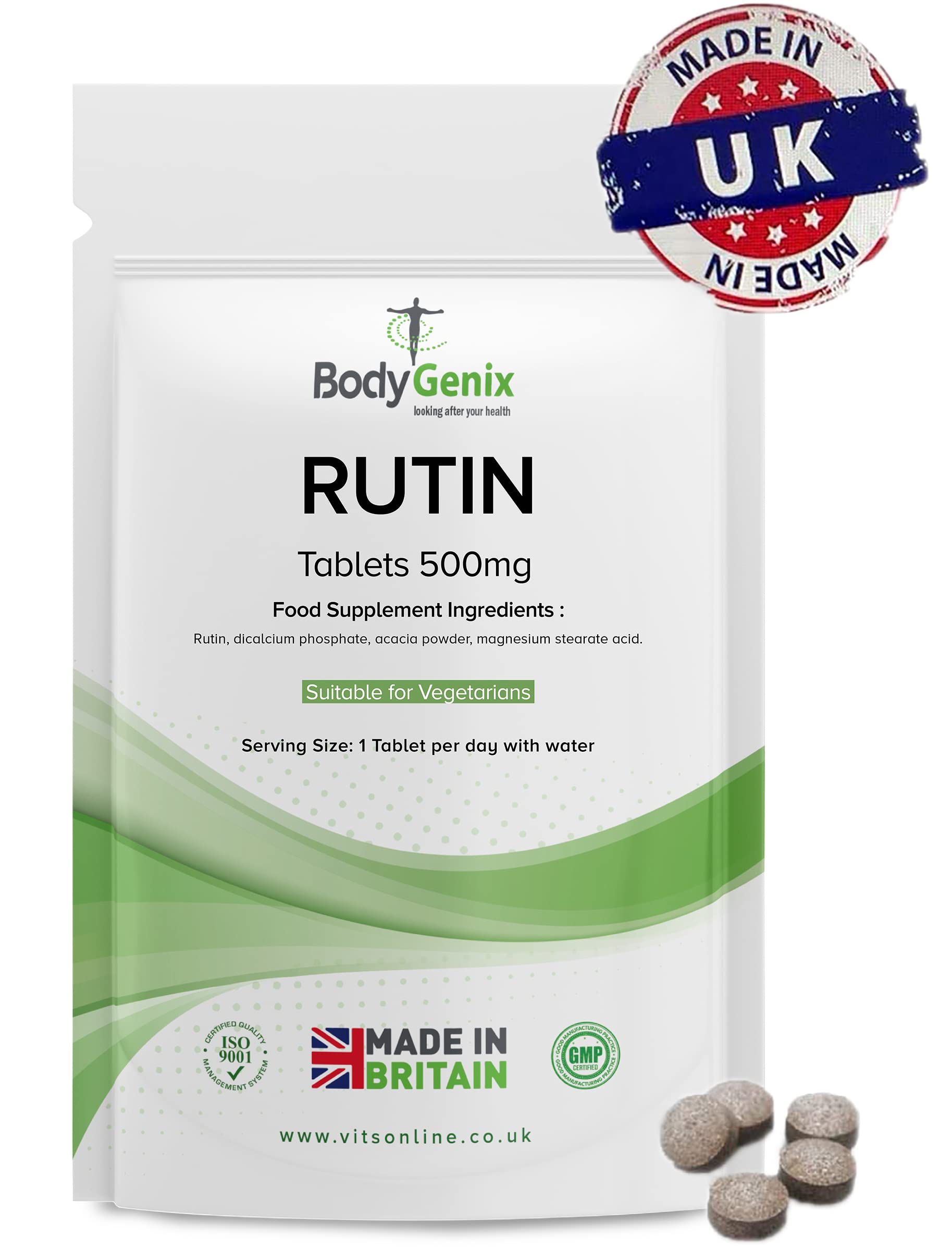 Bodygenix Rutin 500mg Tablets CAPILLARIES, VARICOSE Veins, Hemorrhoids Veg Friendly Bodygenix buy australia supplements