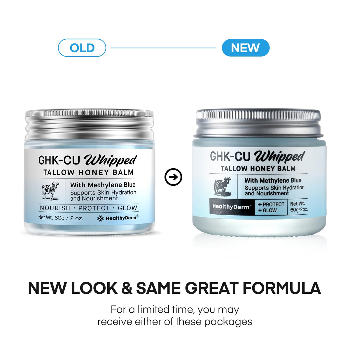 HealthyDerm Copper Peptides GHK-Cu Beef Tallow for Skin: Blue Balm with Methylene Blue, Manuka Honey & Vitamin E – Natural Face and Body Moisturizer for Mature, Dry & Sensitive Skin – 2oz HealthyDerm