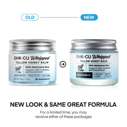 HealthyDerm Copper Peptides GHK-Cu Beef Tallow for Skin: Blue Balm with Methylene Blue, Manuka Honey & Vitamin E – Natural Face and Body Moisturizer for Mature, Dry & Sensitive Skin – 2oz HealthyDerm