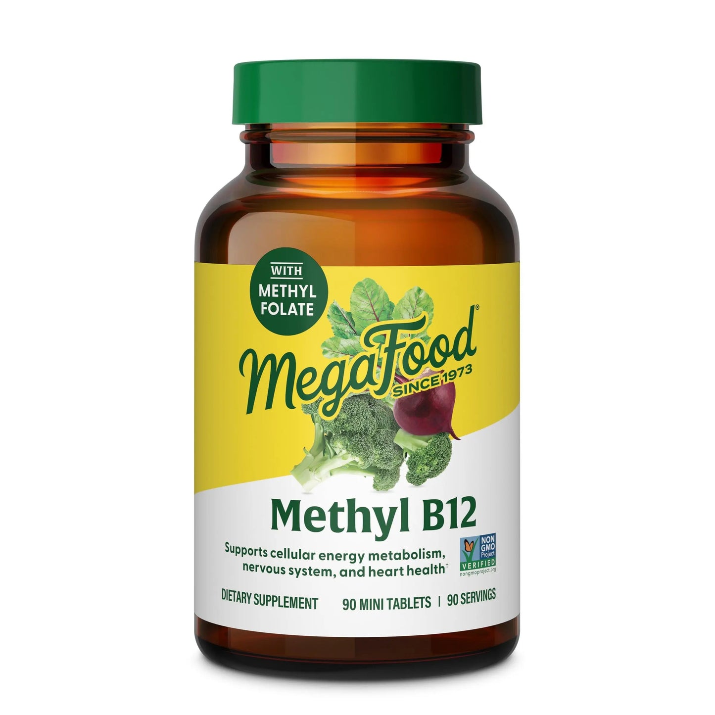 MegaFood Methyl B12 - Vegan - Includes Methyl Folate, Vitamin B12 & B6 - Supports Cellular Energy Production, Nervous System Health MegaFood