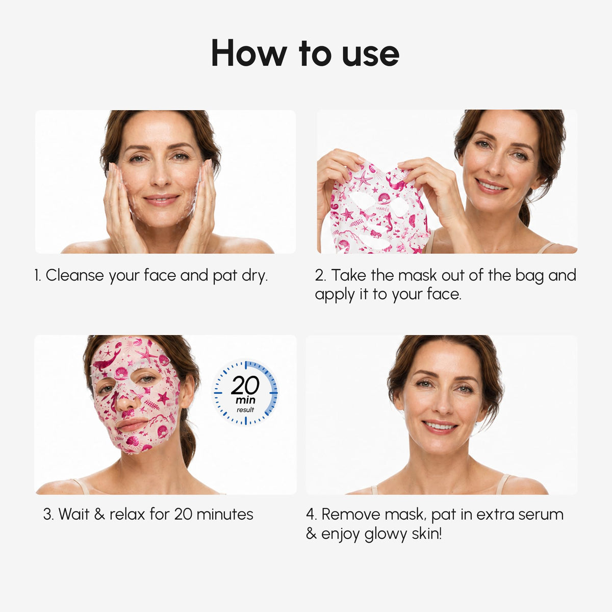 MAREE Collagen Facial Mask with Hyaluronic Acid - Sheet Face Mask 6 Ct MAREE