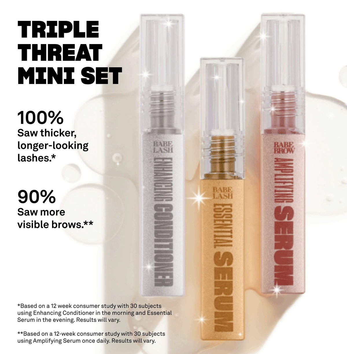 Babe Original Triple Threat Mini Set, Lash & Brow Serums, 3-Pack BABE ORIGINAL