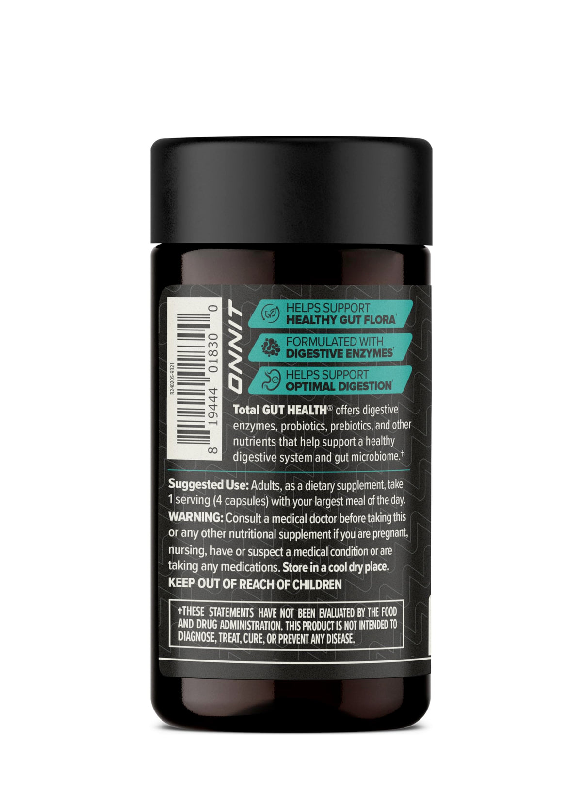ONNIT Total Gut Health Daily Digestive Support, IGEN™ Non-GMO Tested Digestion Supplement for Women and Men with 7 Strains of Probiotics, ONNIT