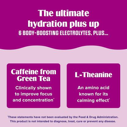 Ultima Replenisher Daily Focus Supplement & Electrolytes Powder - Acai Blueberry, 14 Stickpacks - Hydration Packets, 60mg Caffeine from Green Tea Extract & L-Theanine Ultima Replenisher