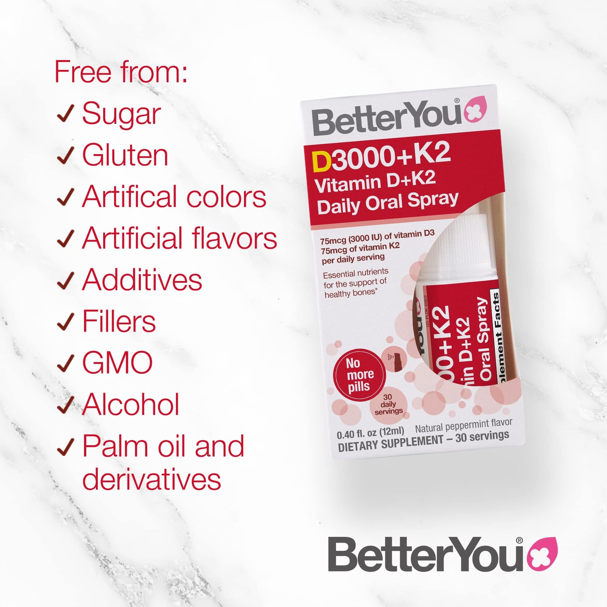 BetterYou D3000 + Vitamin D + K2 Spray 12ml BetterYou buy australia supplements
