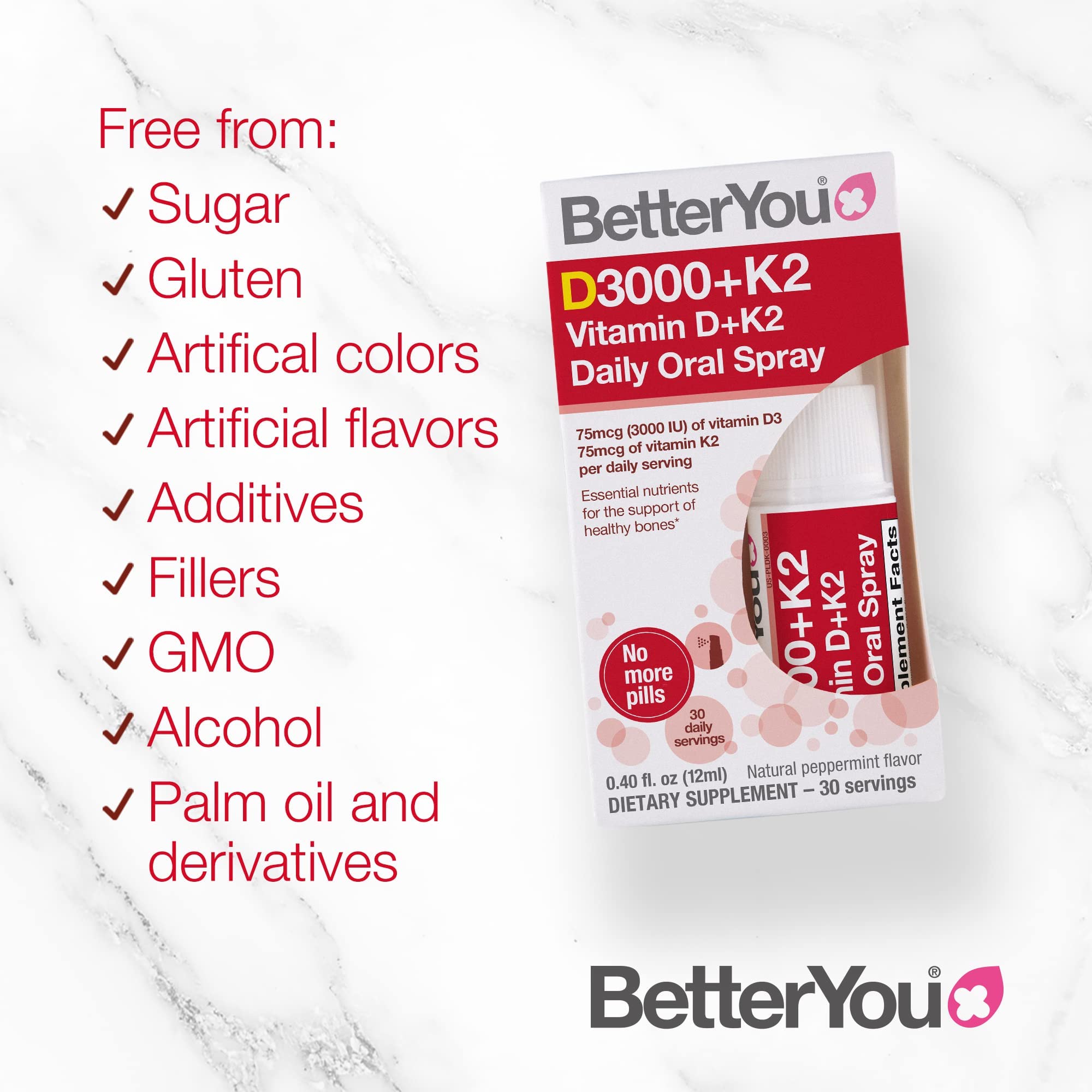 BetterYou D3000 + Vitamin D + K2 Spray 12ml BetterYou buy australia supplements