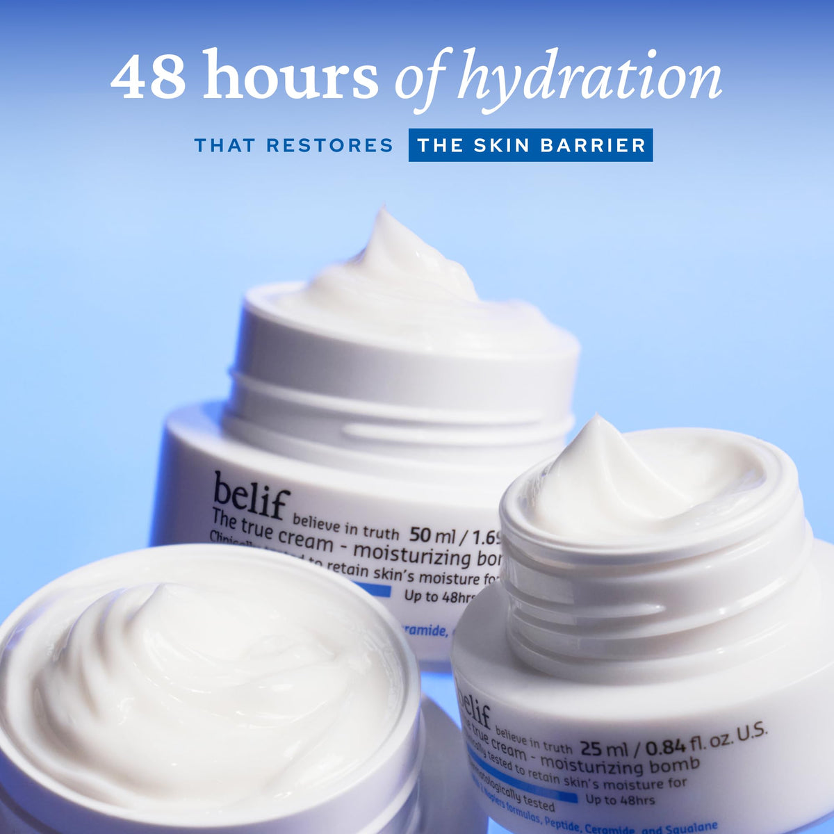belif Moisturizing Bomb – Daily Ceramide Moisturizer with Peptide & Squalane, 48hr Hydration & Anti-Aging Cream, Milky & Lightweight, Restores Skin Barrier, Korean Skincare, 1.68 fl oz (50ml) belif