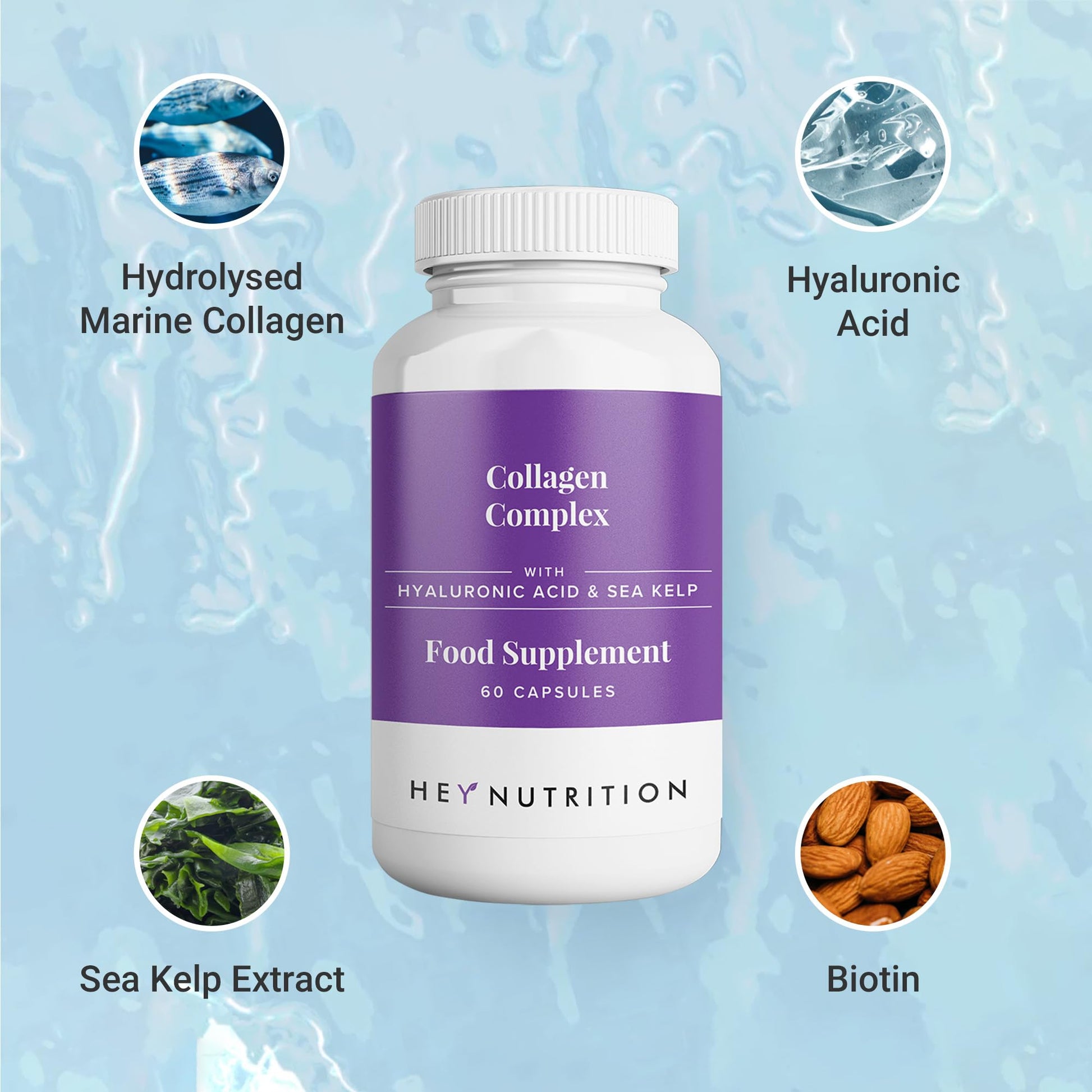 Hey Nutrition Collagen Complex Hyaluronic Acid & Sea Kelp Vitamin E, C, Biotin - Healthy Nails, Skin, Hair Joints Metabolism Hey Nutrition buy australia supplements