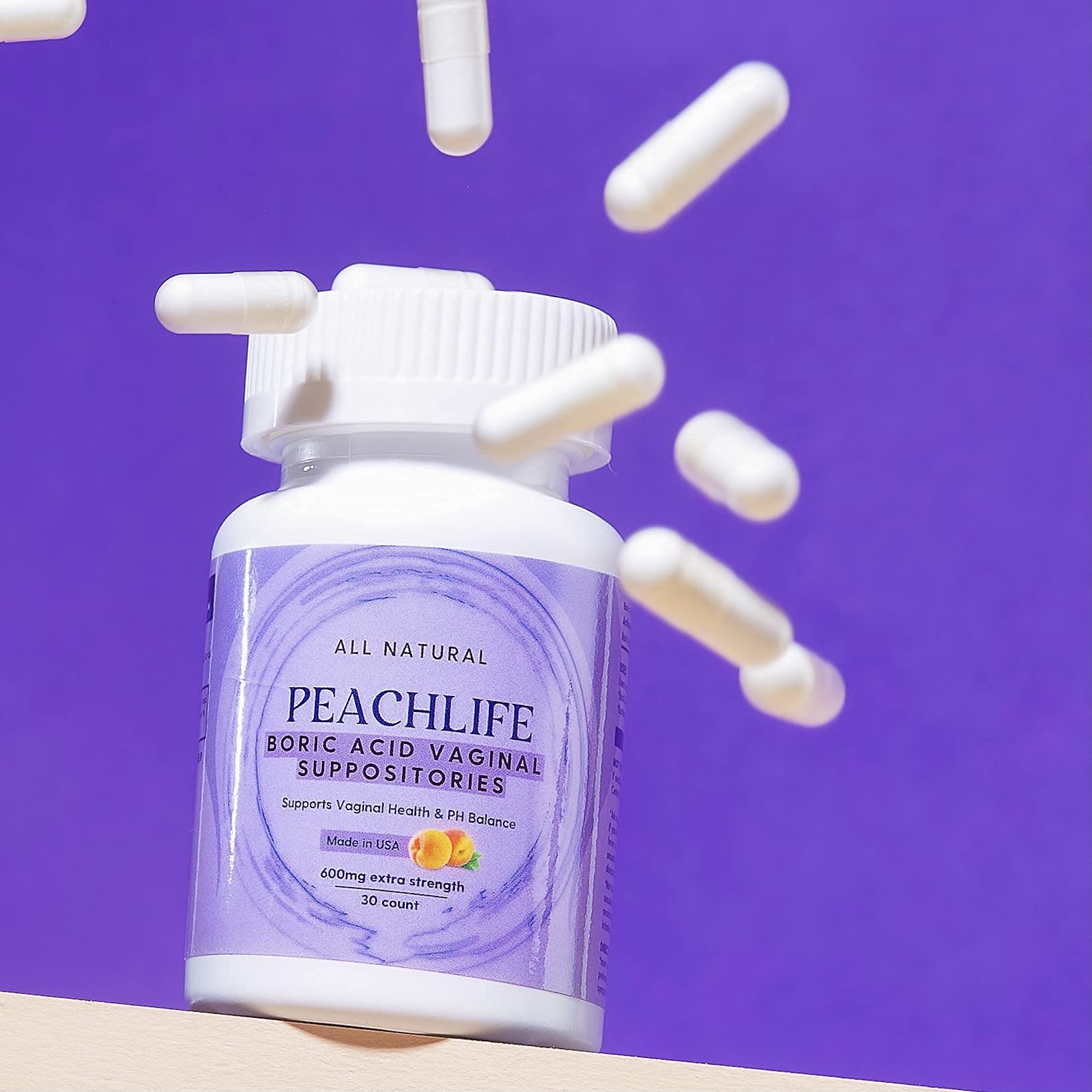 Peachlife Boric Acid Suppositories in Vegetable Capsules - USA Made - Vaginal pH Peachlife buy australia supplements