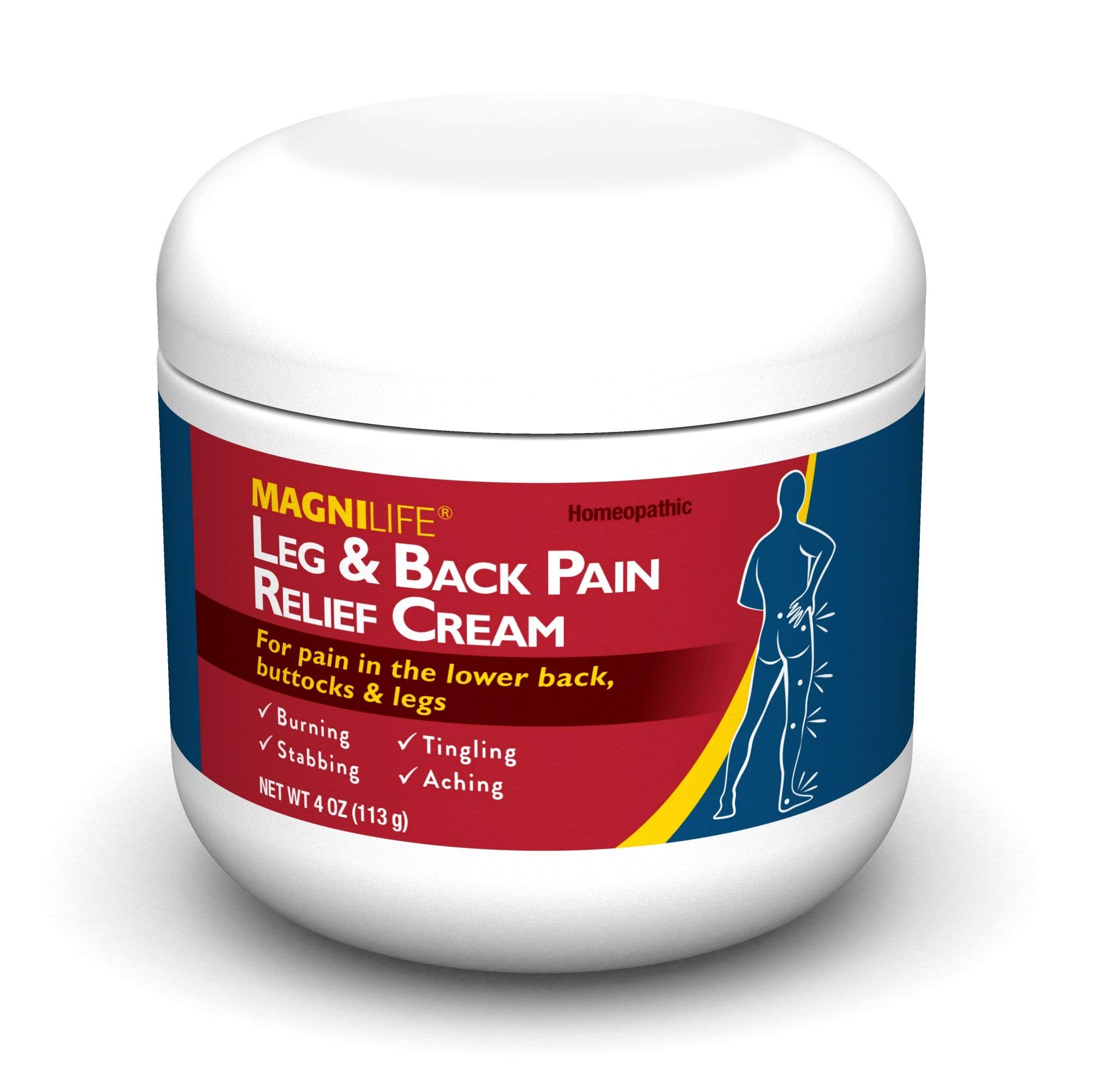 MagniLife Leg & Back Pain Relief Cream (4 oz), Topical Support for Leg Pain & Lower Back Discomfort, Fast Absorbing, No Residue, Mild Scent, Massage-in Formula MagniLife buy australia supplements