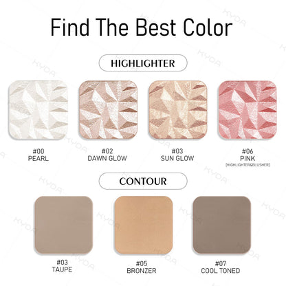 KYDA Face Highlighter Palette, High Glossy Face Illuminator Palette, Natural Glow Finish, Pearl Shimmer Smooth Baked Powder, Lasting Sparkling Champagne Highlighter Makeup-SUN GLOW KYDA