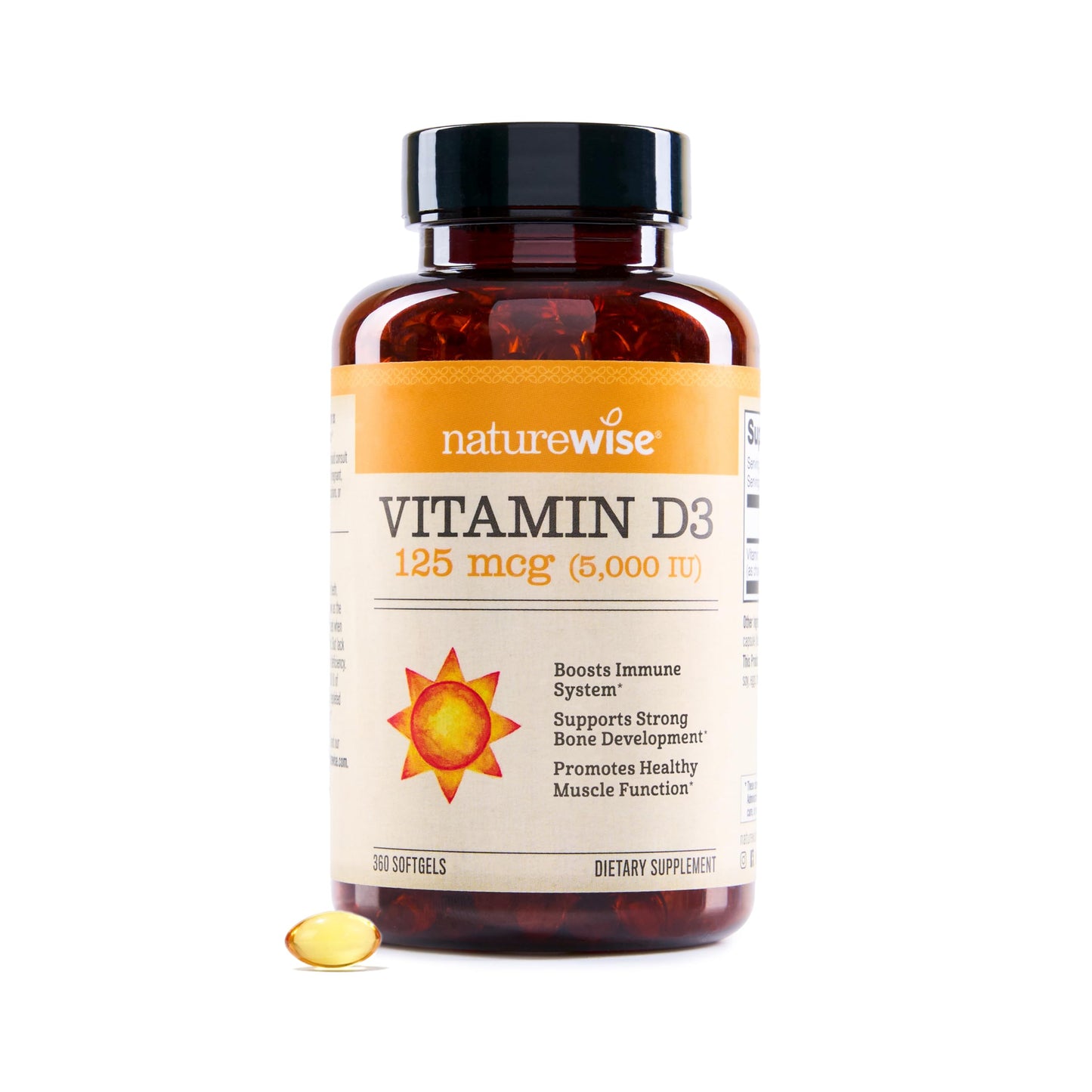 NatureWise Vitamin D3 5000iu (125 mcg) 1 Year Supply for Immune Support, Healthy Muscle Function, and Bone Health - Non-GMO NatureWise