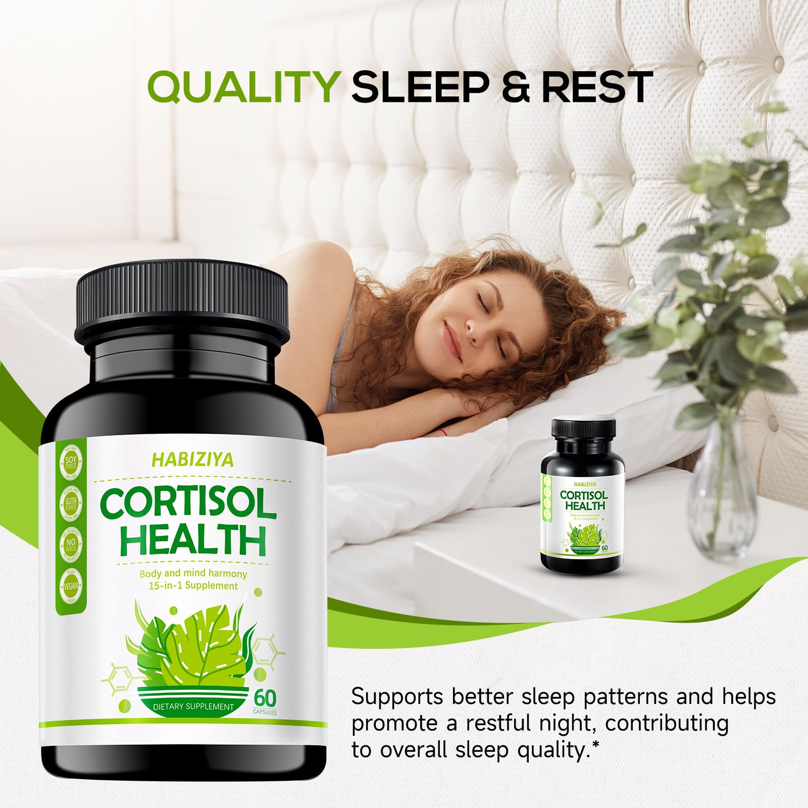 HABIZIYA Cortisol Manager Supplement for Women and Men Adrenal Support with Ashwagandha, Rhodiola Rosea, Holy Basil, Mood & Sleep Support - Non-GMO, Vegan Capsules (60 Count) HABIZIYA buy australia supplements