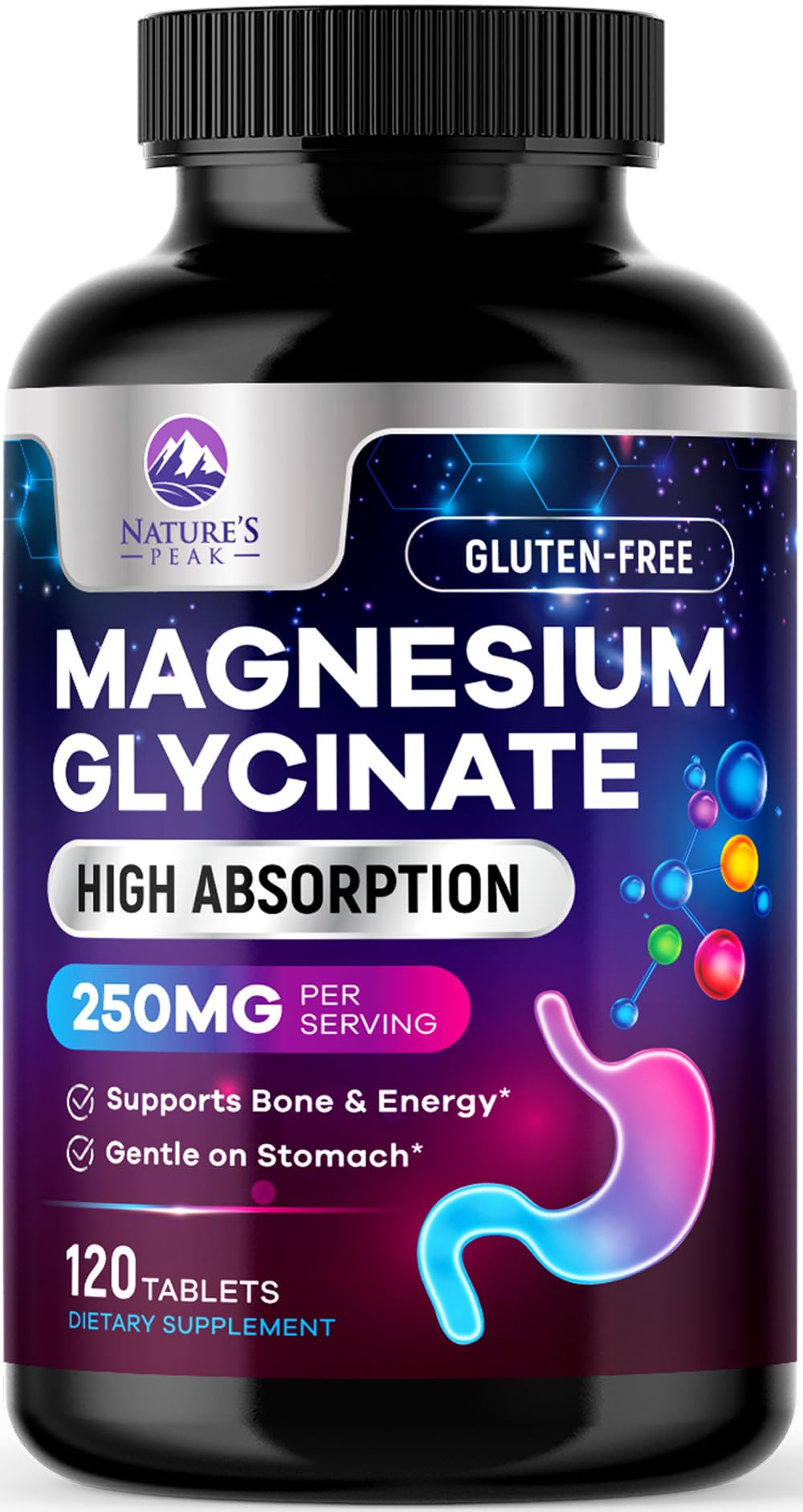 Magnesium Glycinate Supplement 250mg - 100% Chelated & Purified - to Support Sleep, Heart Health, Muscles, & Bone Strength - Best Absorption Magnesium Glycinate Capsules, Bottled in USA - 120 Tablets Nature's Peak buy australia supplements