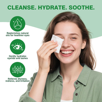 60PCS Tea Tree Oil Eyelid Wipes – Individually Wrapped Eye Lid Cleaning Wipes，Soothing For Sensitive Eyes, Stay Hydrated Lid Wipe Zeefpod