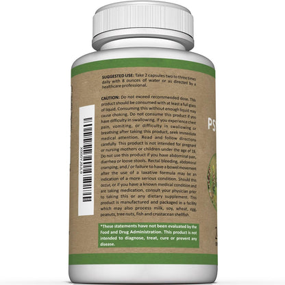 Premium Psyllium Husk Fiber Supplement 1450mg, 240 Capsules Sunergetic