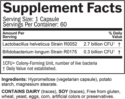 BRAINMD Dr Amen ProBRAINbiotics - 3 Billion CFU, 60 Capsules - Promotes Gut Health - Gluten Free - 60 Servings