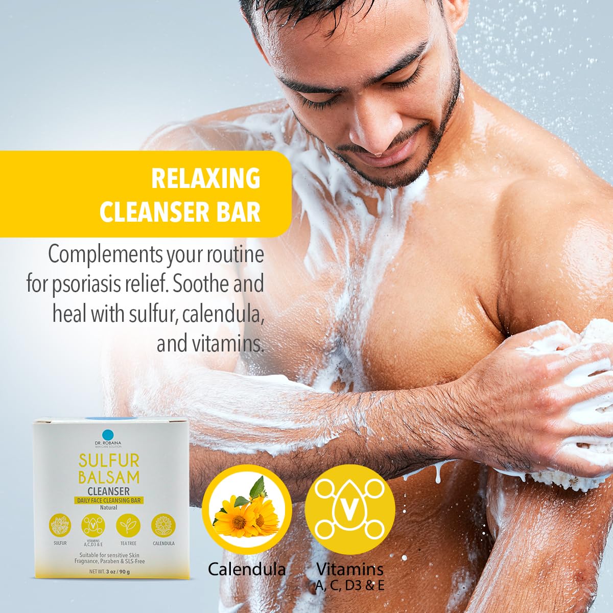Dr. Robaina Sulfur Balsam Cleansing Bar – Face & Body Soap for Oily, Acne-Prone or Itchy Skin – Gently Exfoliates, Calms Redness & Removes Excess Oil – Tea Tree, Calendula & Shea, 4 oz Dr. Robaina buy australia supplements