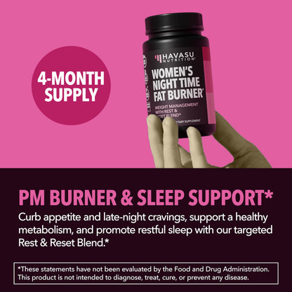Night Time Fat Burner for Women, Belly Fat & Weight Loss Support, 60 Count | Appetite Suppressant and Overnight Metabolism Booster with Melatonin for Women, Vegan, Gluten Free, 60 Servings Gsupps Australia