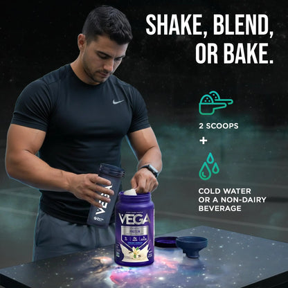 Vega Essential Protein – 25g Plant Based Protein Powder, Creamy Vanilla, Vegan for a Dairy-Free Vanilla Shake – Large Tub, 32.5oz (20 Servings) Vega