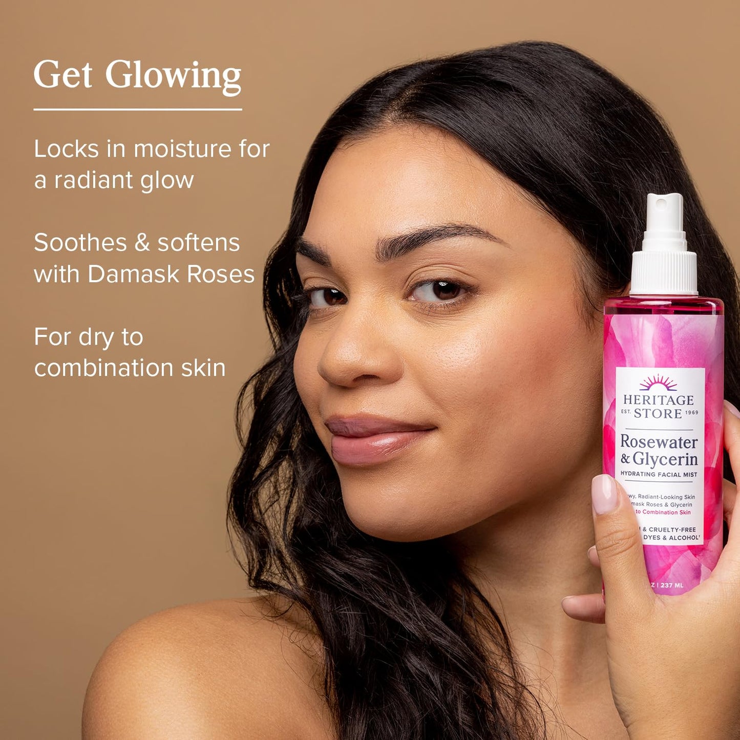 HERITAGE STORE Rosewater & Glycerin Hydrating Facial Mist - Dry Combination Skin Care HERITAGE STORE