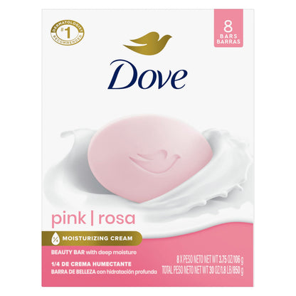 Dove Pink Rosa Beauty Bar Soap 8 Count, Cleanser, 3.75 oz I beauty bar Dove