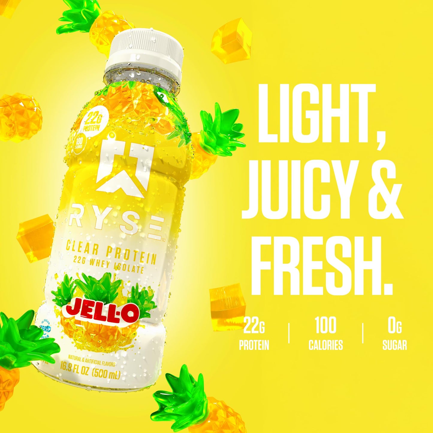 RYSE Clear Protein Drink - Variety Pack - 100 Calories, 22g Whey Isolate Protein Shake, Sugar-Free, 0g Fat & Lactose-Free - Refreshing Ready-to-Drink Beverage - 16.9 fl oz Bottles (12-Pack)