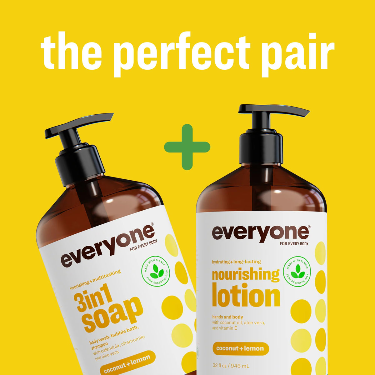 Everyone 2-in-1 Hand & Body Lotion, Coconut Lemon, 32 oz 2-Pack everyone for every body
