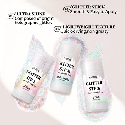 DAGEDA Dazzle White Body Glitter Stick, Hair Sparkly Face Glitter Makeup DAGEDA