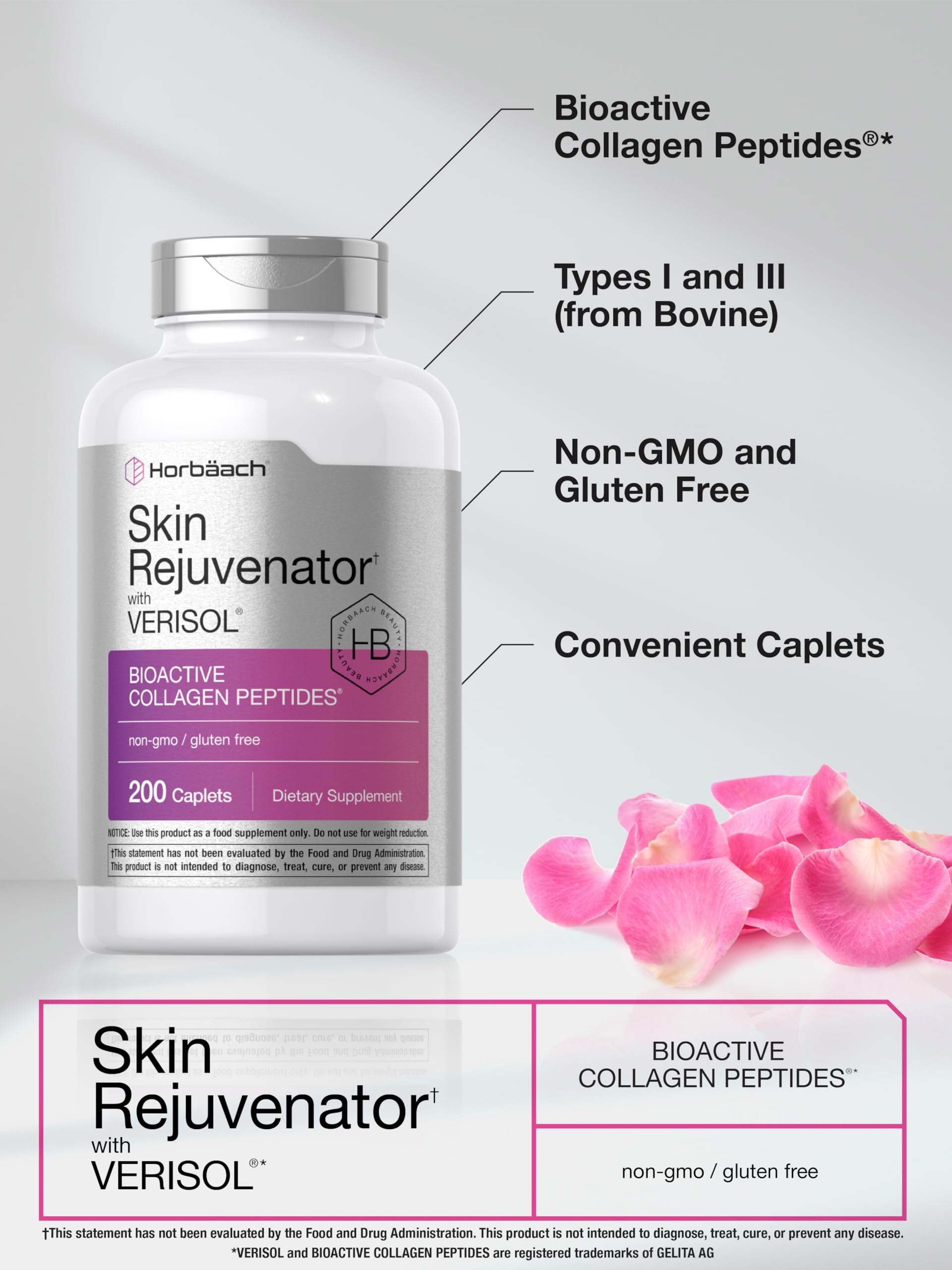 Horbäach Skin Rejuvenator with Verisol | Bioactive Collagen Peptides | 200 Caplets | Non-GMO, Gluten Free Supplement Horbäach buy australia supplements