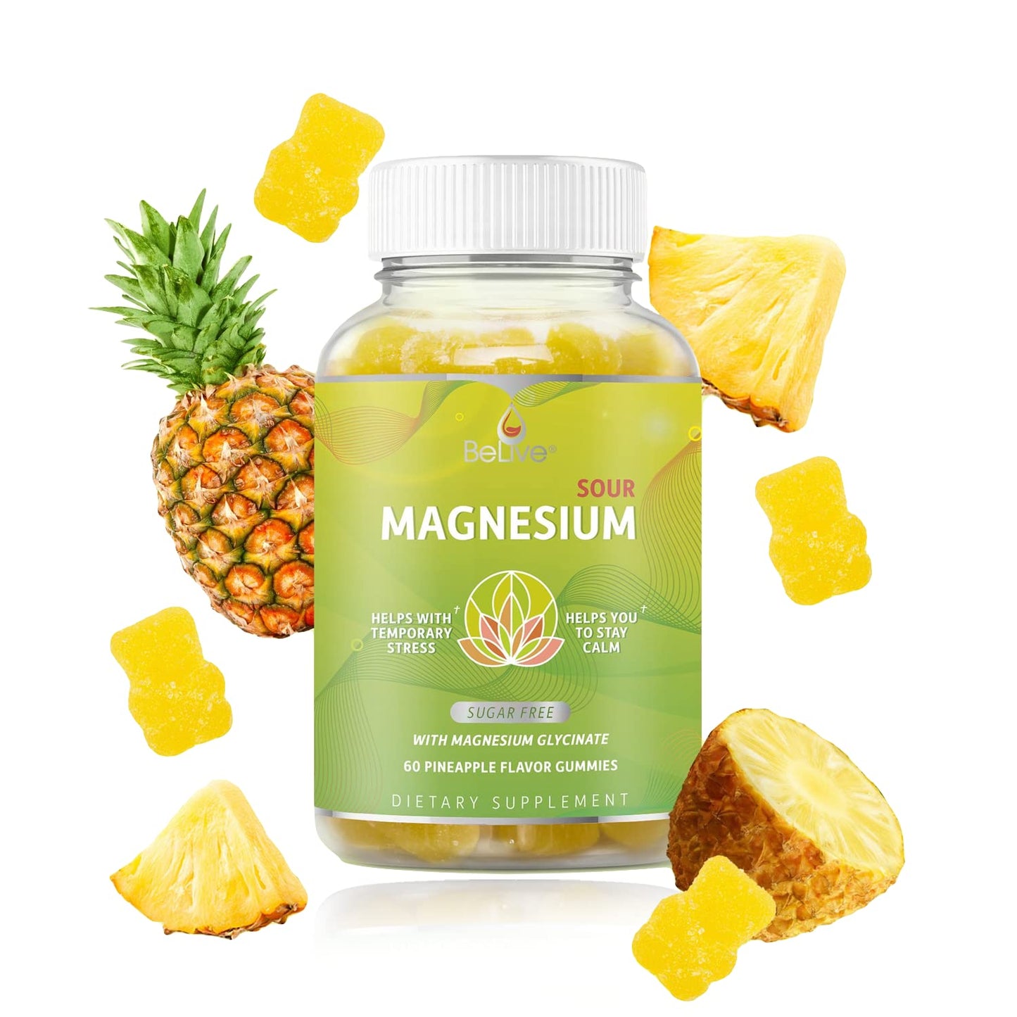 BeLive Magnesium Glycinate Gummies 200 mg - Sugar Free Supplement for Muscle Relaxation, Sleep Support, & Heart Health for Adults & Kids BeLive