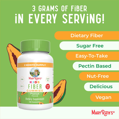 MARYRUTH'S Fiber Gummies for Kids | 2 Month Supply | Sugar Free | Soluble Fiber Supplement | Gut Health & Digestion Support MARYRUTH'S
