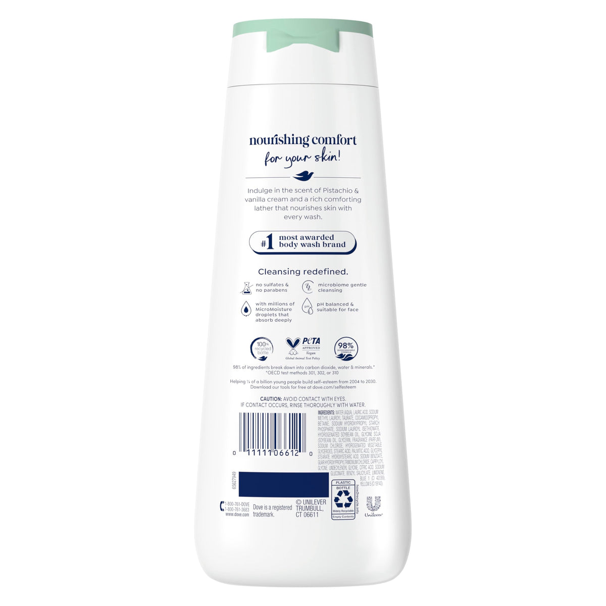 Dove Body Wash Pistachio & Vanilla Cream 20 oz, Sulfate Free Dove