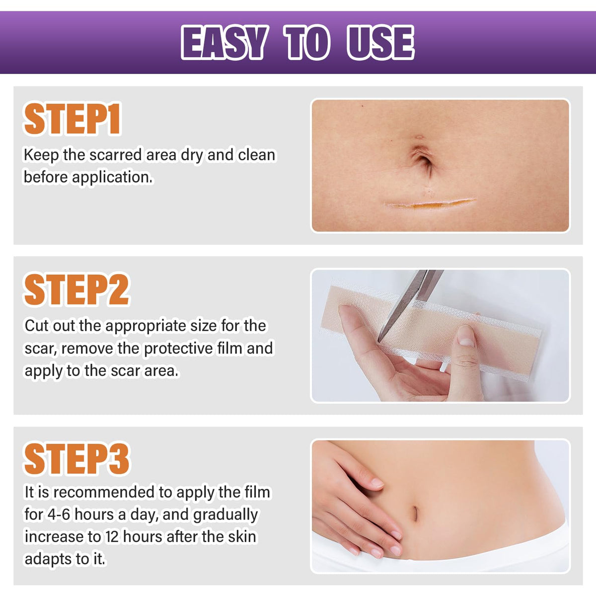 Silicone Scar Sheets, Medical Grade Silicone Scar Tape for Old & New Scars PSECICI