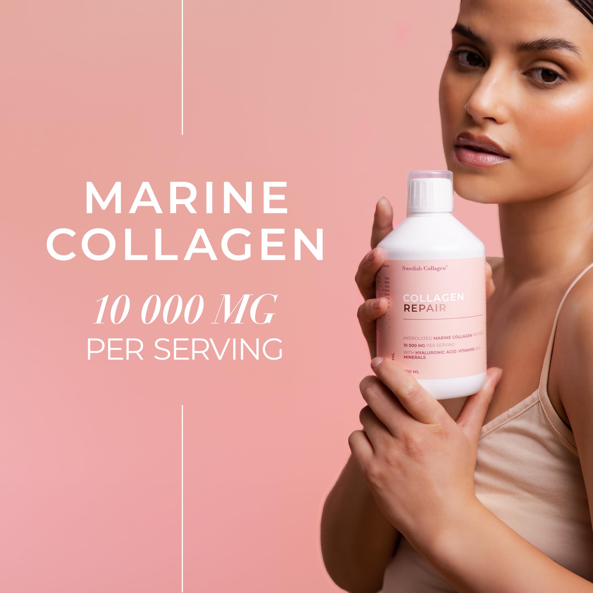 Swedish Collagen Repair | 10,000 mg Hydrolyzed Marine Collagen Liquid Supplement - 500 ml, 20 Day Supply I Hyaluronic Acid, Biotin & Vitamin C for Healthy Hair, Skin, Nails & Joints | Sugar-Free Swedish Collagen buy australia supplements