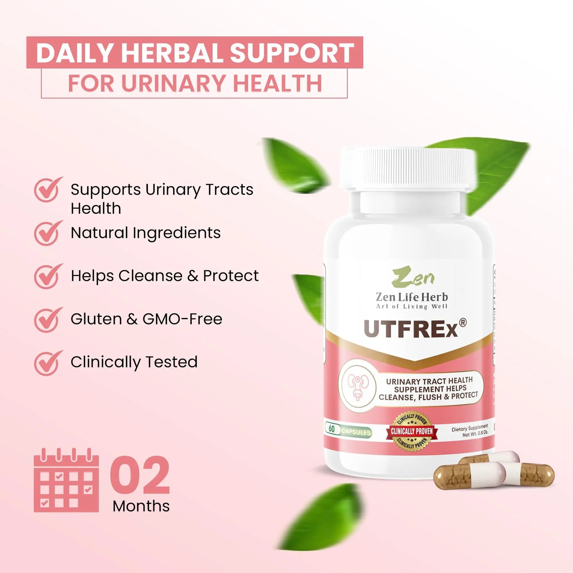 ZEN LIFE HERB UTFREx – Fast Acting - Promotes Urinary Tract Health Supports Healthy Immune and Urinary System, No Vitamins, Minerals, Prebiotics, Sugar, Plant-Based Supplement (60 Capsules) ZEN LIFE HERB buy australia supplements