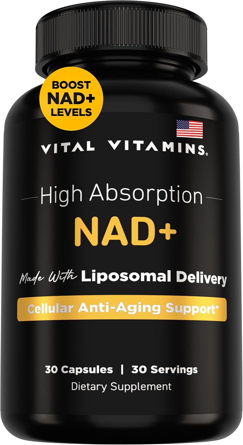 Vital Vitamins NAD+ Supplement, 500mg Liposomal for Better Absorption | Supports Cellular Energy, Brain Health and Healthy Aging, Vegan, 30-Day Supply Gsupps Australia