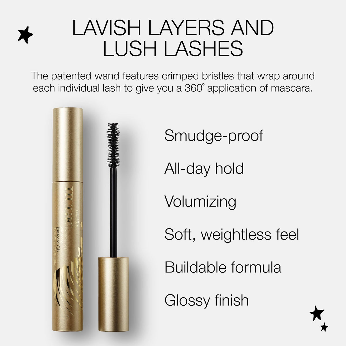 Stila HUGE Extreme Lash Volumizing Mascara, Curl & Lift, Intense Black stila
