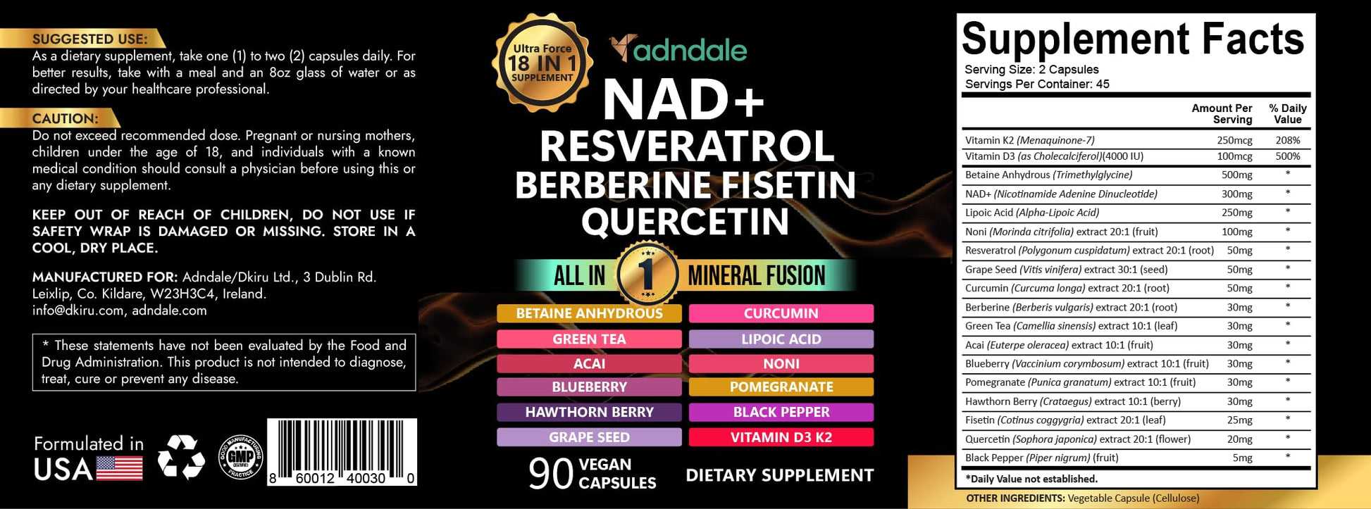 Adndale Liposomal NAD Supplement. Longevity Formula NMN Supplement Alternative. 90CT Advanced NAD+ Resveratrol Adndale buy australia supplements