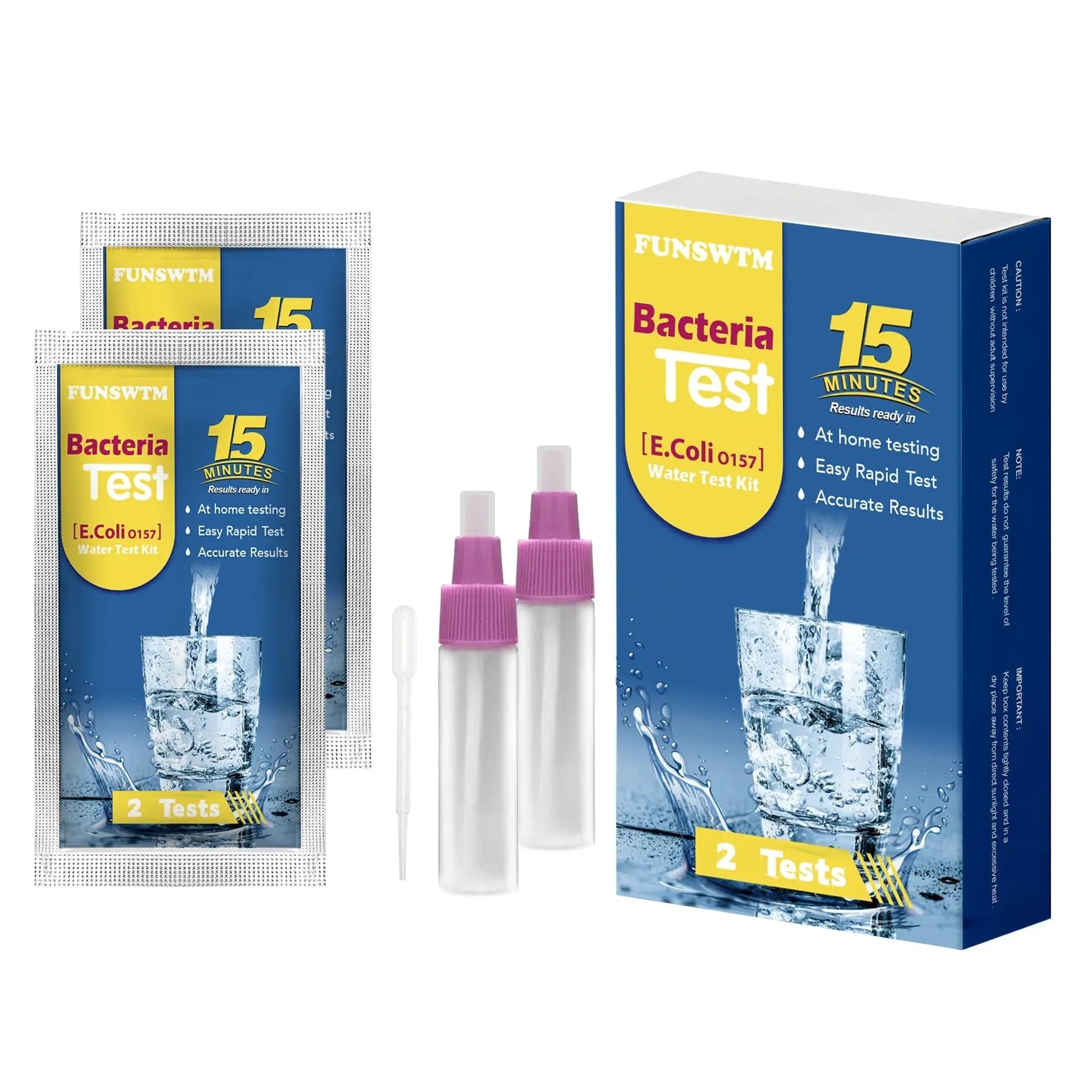 Bacteria Water Test Kit - Results as Fast as 15 MINS -Detects Coliform (Inc. E. coli) & Non-Coliform Bacteria in Drinking, Well Tap & Pool Water – 2 Pack FUNSWTM buy australia supplements
